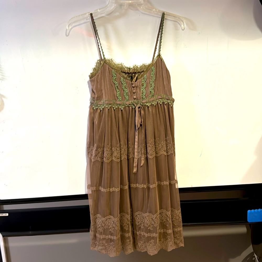 RYU new with tags summer dress size m.  Short with sheer embroidered overlay